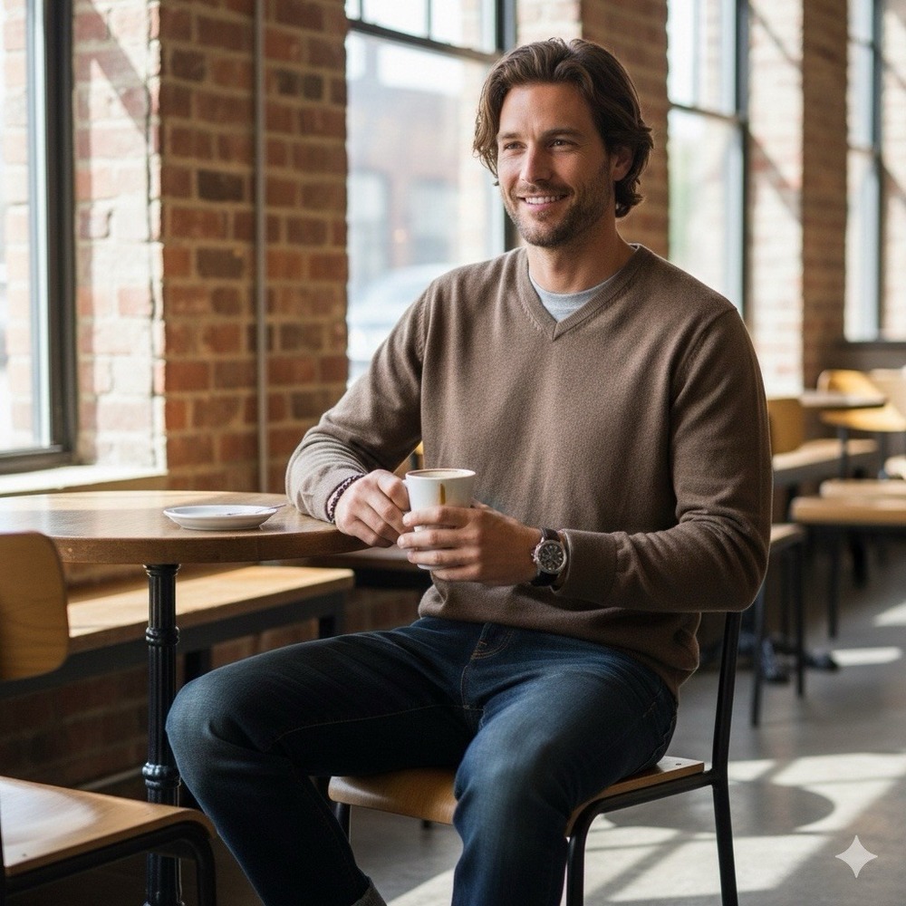 Peter Millar Merino Wool Silk Blend Crewneck Sweater Men's Size L Brown